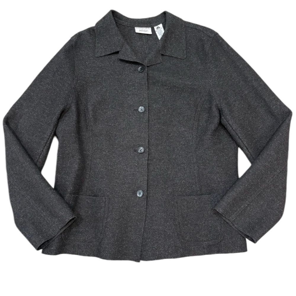 Lord & Taylor Dark Gray Wool Blend Thin Button Down Coat Jacket Size 16